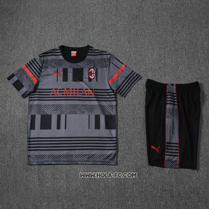 Chandal del AC Milan 2022-2023 Manga Corta Gris - Pantalon Corto